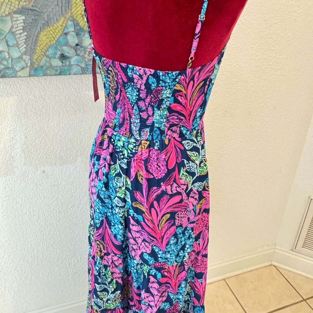 NWT Sz 0 Lilly Pulitzer Joellane Tiered Maxi in Aegean Navy Calypso Coast - Picture 6 of 12